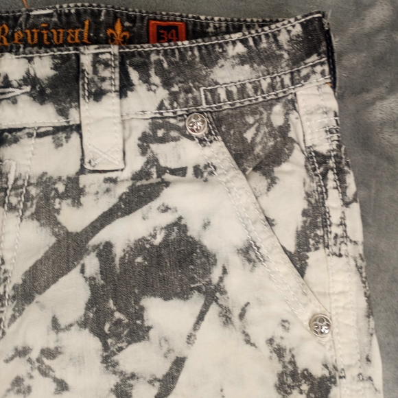 ROCK REVIVAL Algodon Straight Shorts  Mens Size 34 Gray & White  Acid Wash - Picture 2 of 14